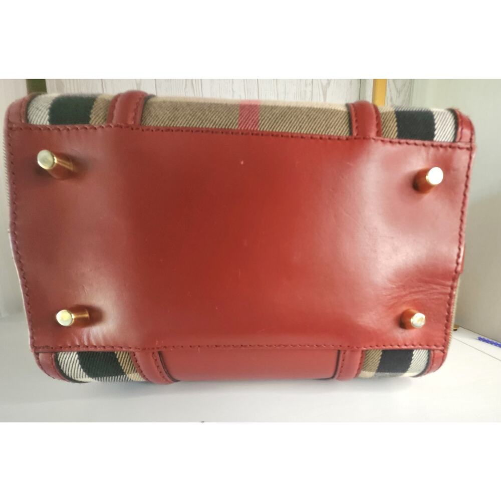 BURBERRY House Check Bridle 100 % Calfskin Medium Alchester Bowling Bag Italy - Picture 11 of 16